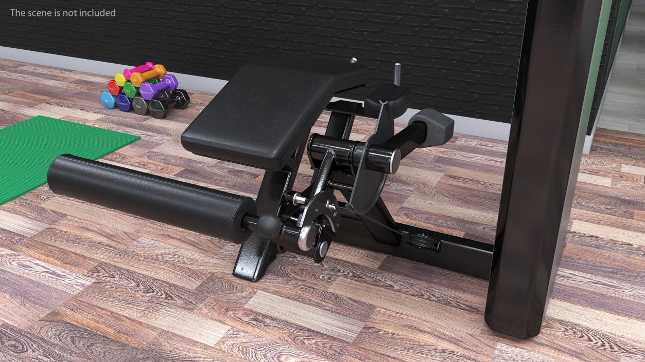 3D Black Prone Leg Curl Trainer model