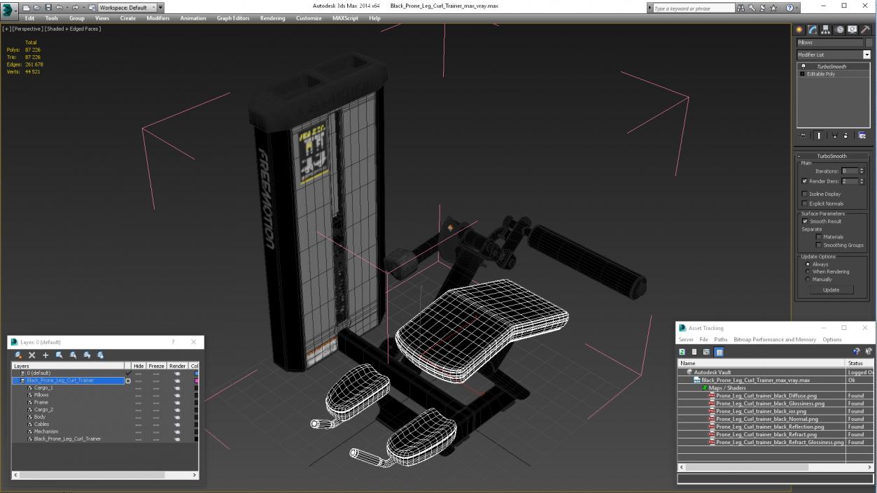 3D Black Prone Leg Curl Trainer model