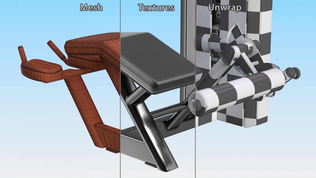 3D Black Prone Leg Curl Trainer model