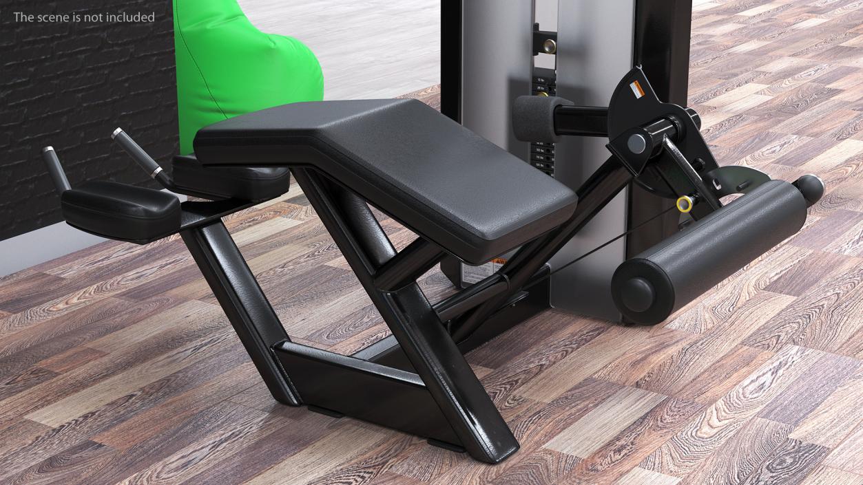 3D Black Prone Leg Curl Trainer model