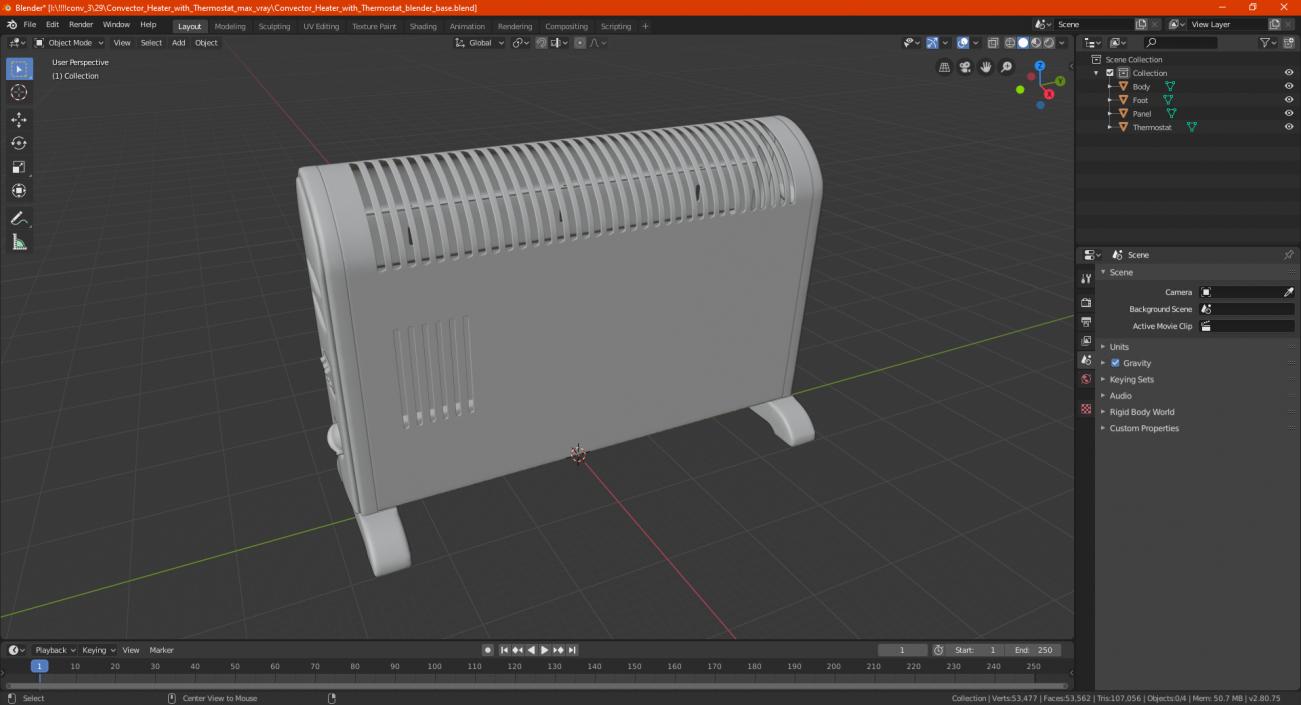 Convector Heater with Thermostat 3D