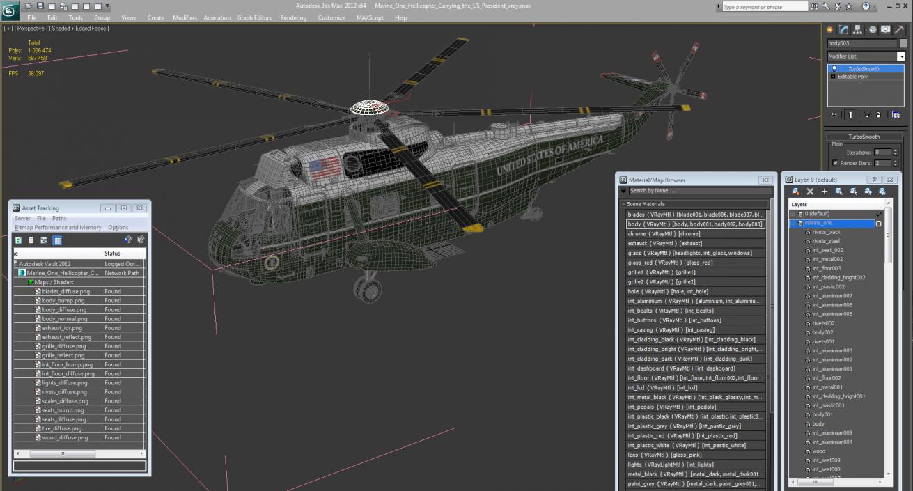 3D Marine One Hellicopter Carrying the US President model