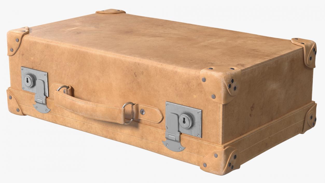 3D model Vintage Leather Suitcase Small