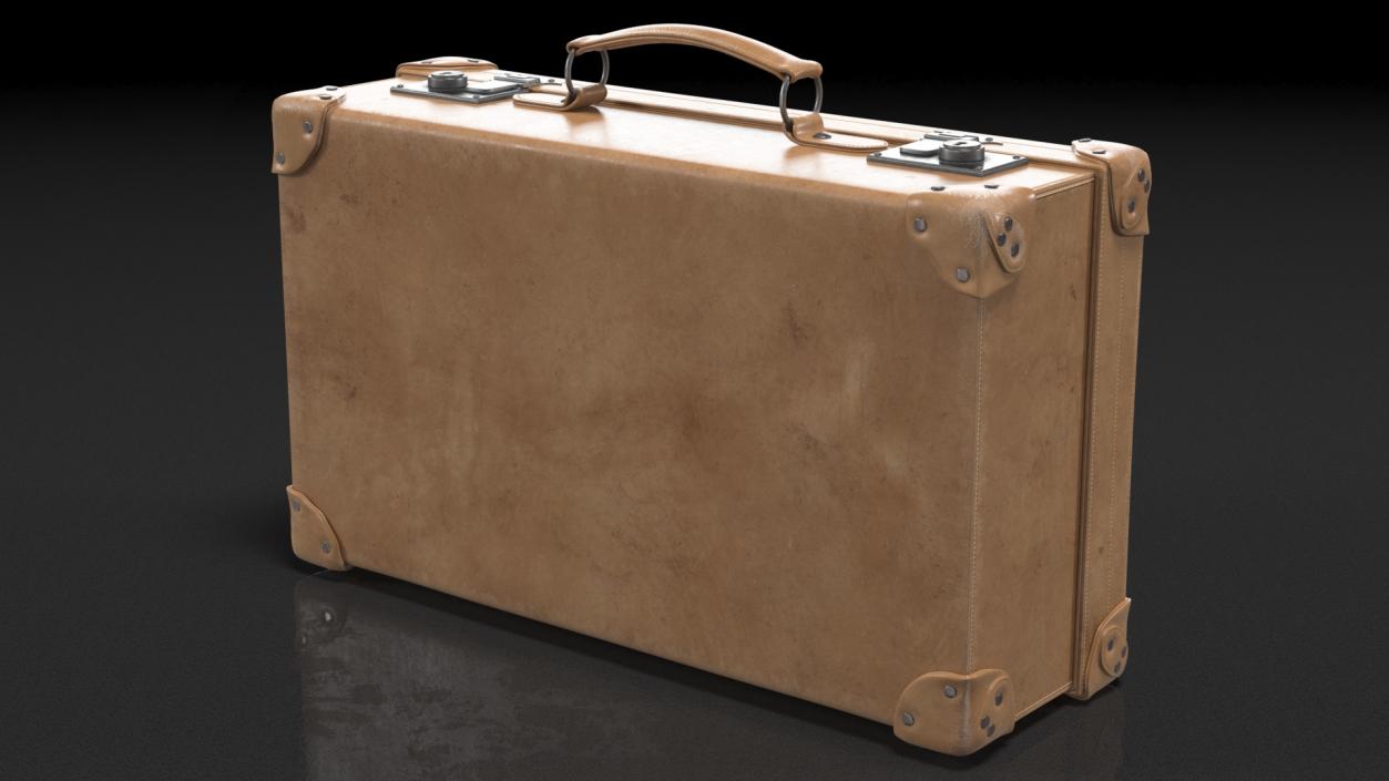 3D model Vintage Leather Suitcase Small