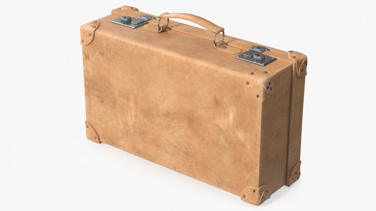 3D model Vintage Leather Suitcase Small