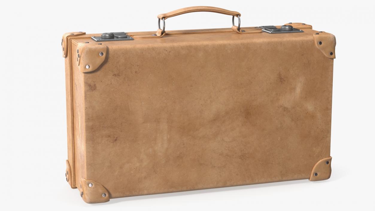 3D model Vintage Leather Suitcase Small