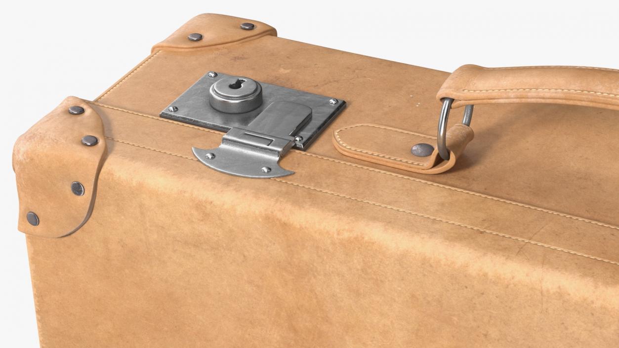 3D model Vintage Leather Suitcase Small