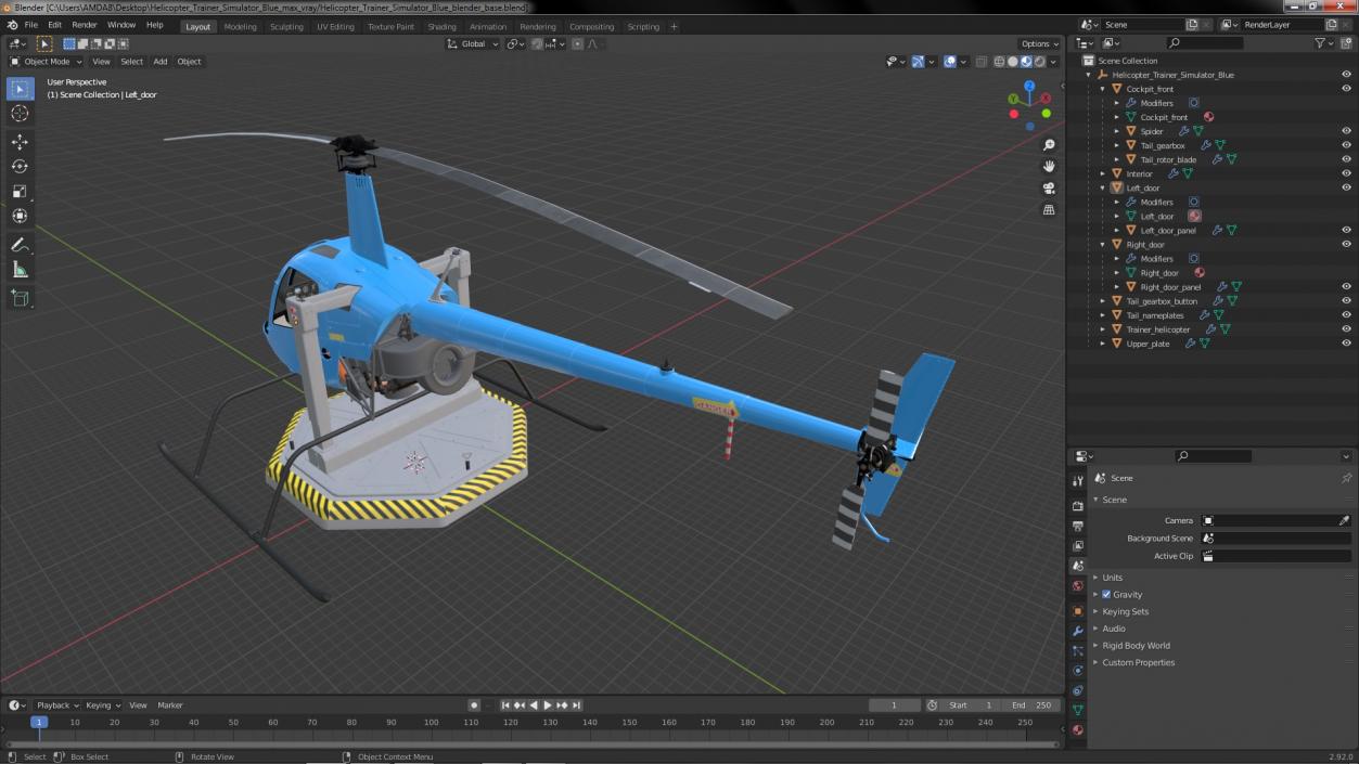 3D Helicopter Trainer Simulator Blue model