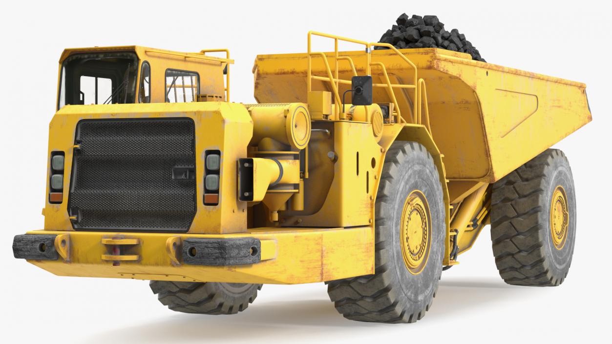 3D Underground Truck With Coal Rigged for Maya model