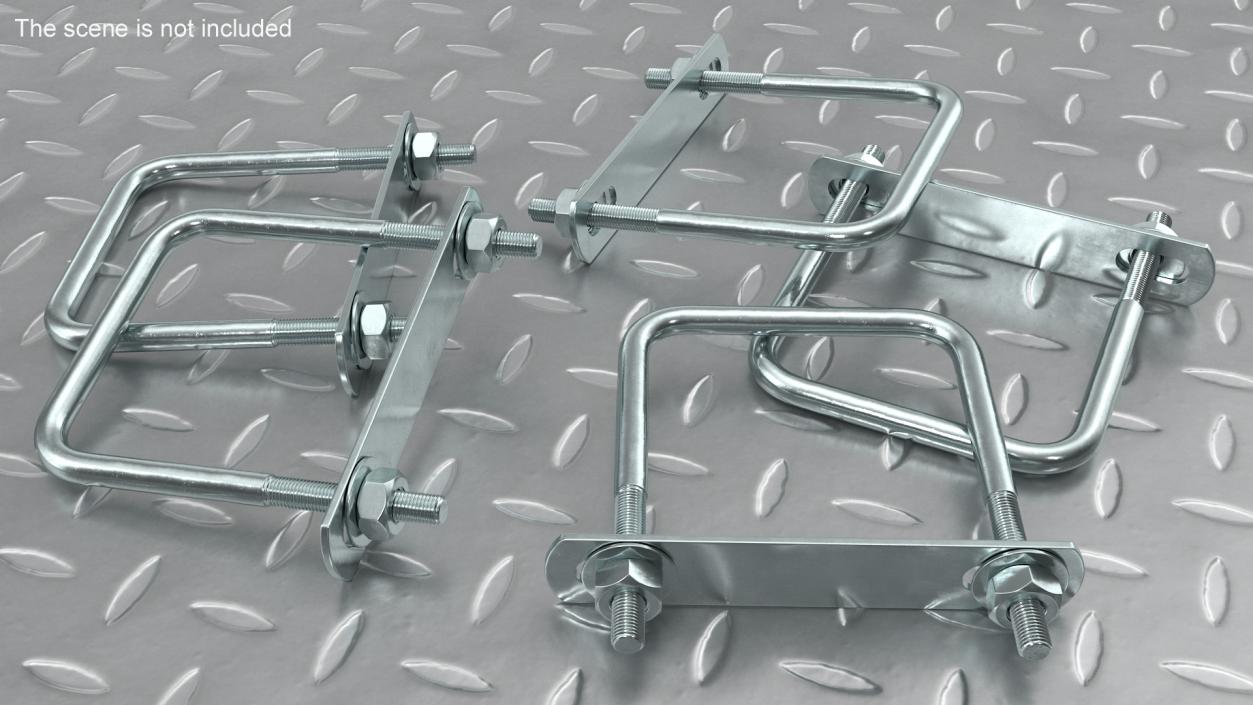 U Bolt Bracket Square Steel 3D