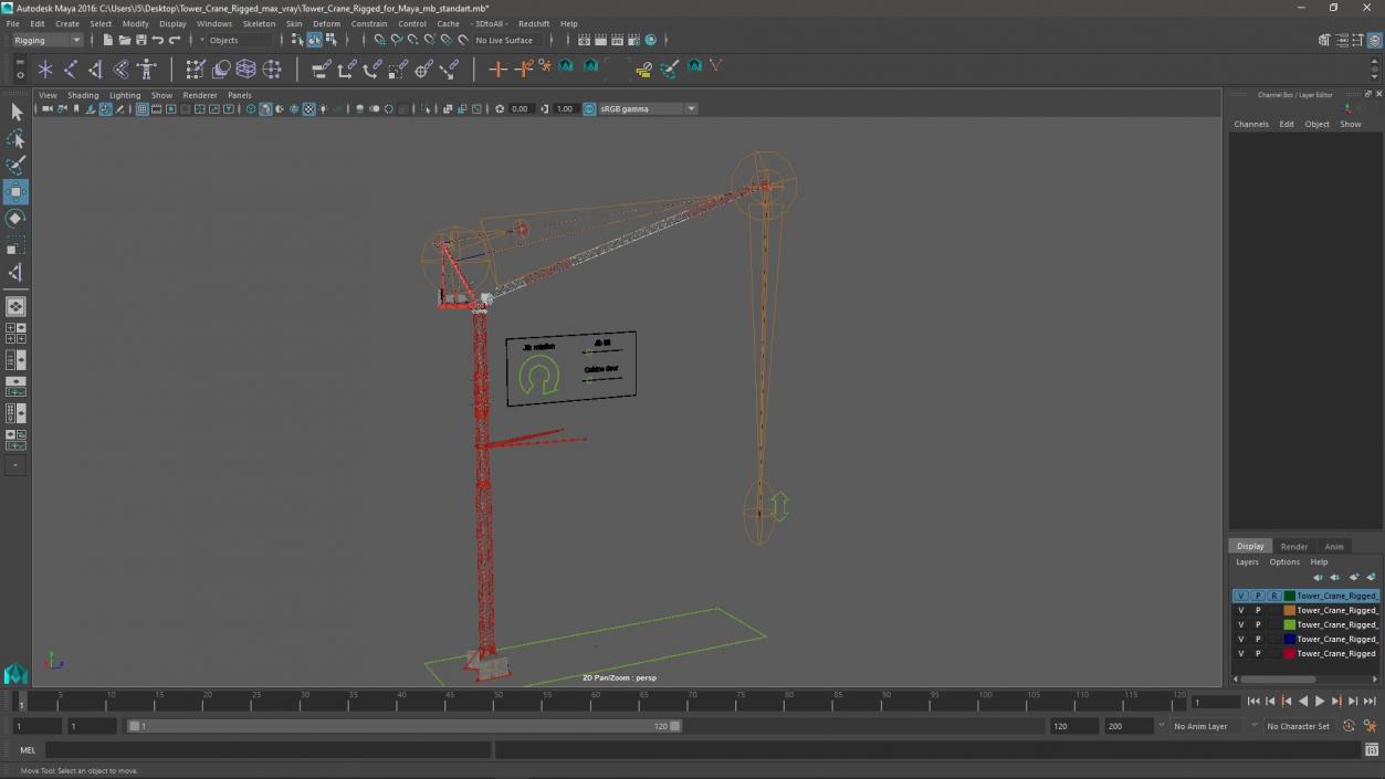 Tower Crane Rigged for Maya 3D