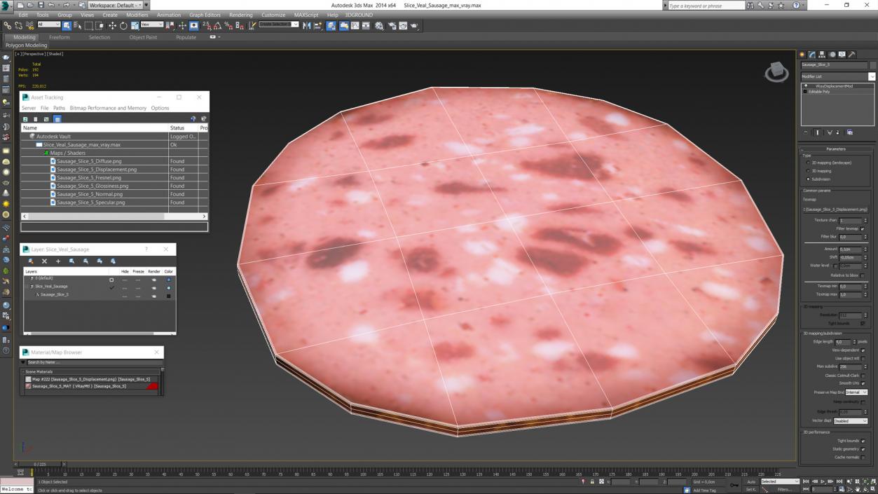 3D Slice Veal Sausage model