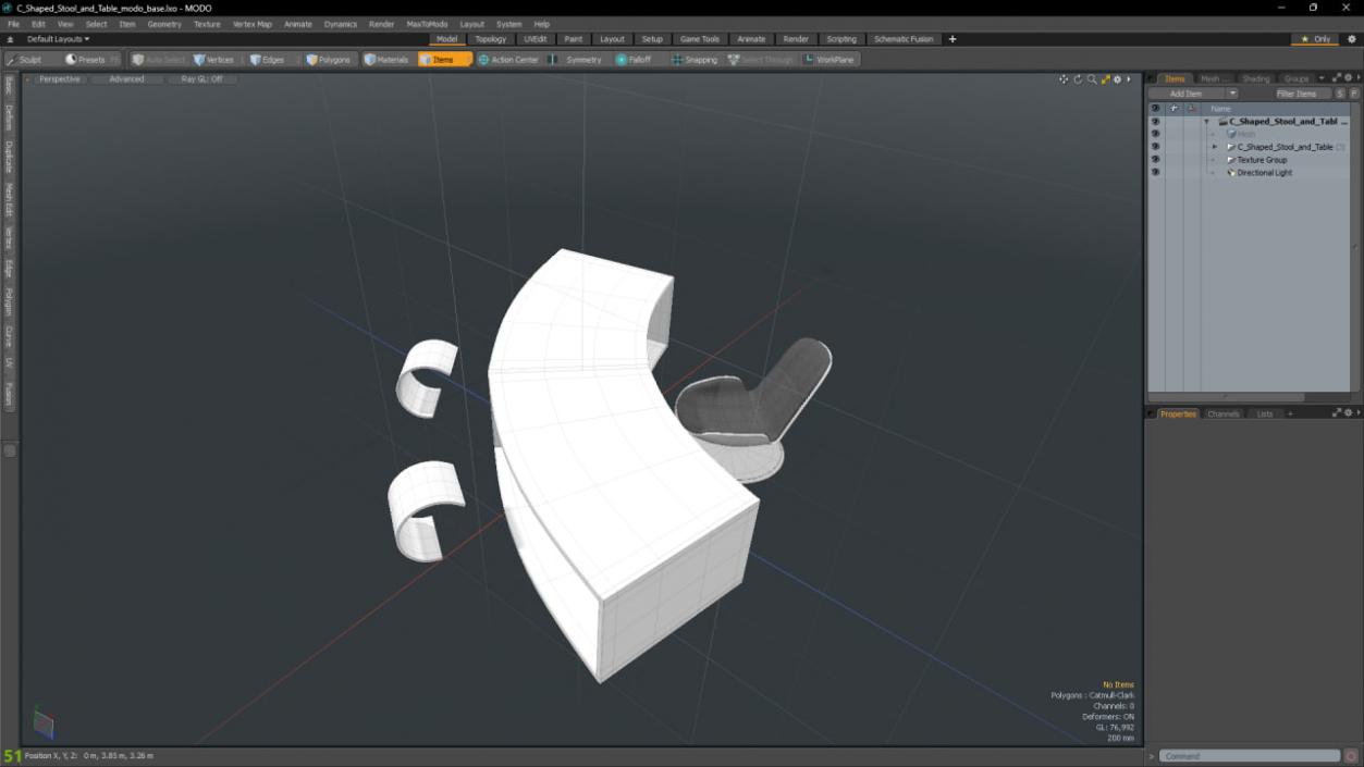 C Shaped Stool and Table 3D model