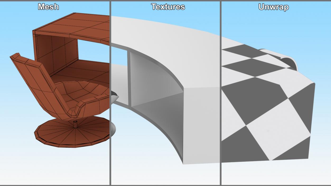 C Shaped Stool and Table 3D model