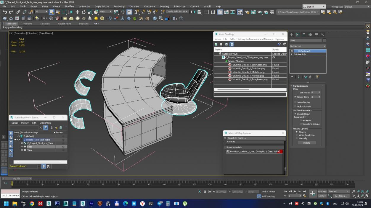 C Shaped Stool and Table 3D model