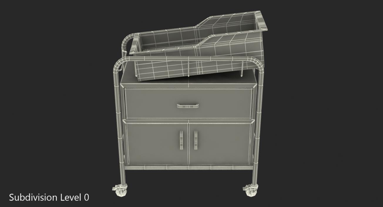 Hospital Bassinet Carrier With Drawer and Bottom Shelf 3D model