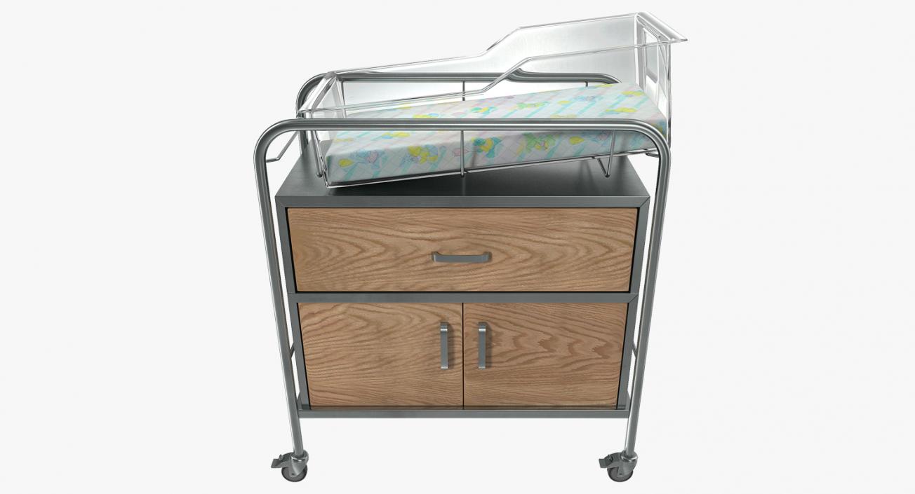 Hospital Bassinet Carrier With Drawer and Bottom Shelf 3D model