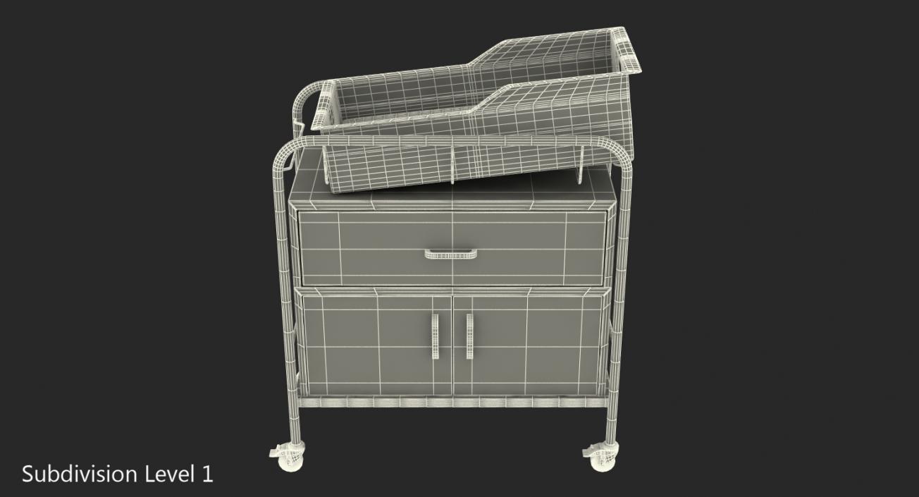 Hospital Bassinet Carrier With Drawer and Bottom Shelf 3D model