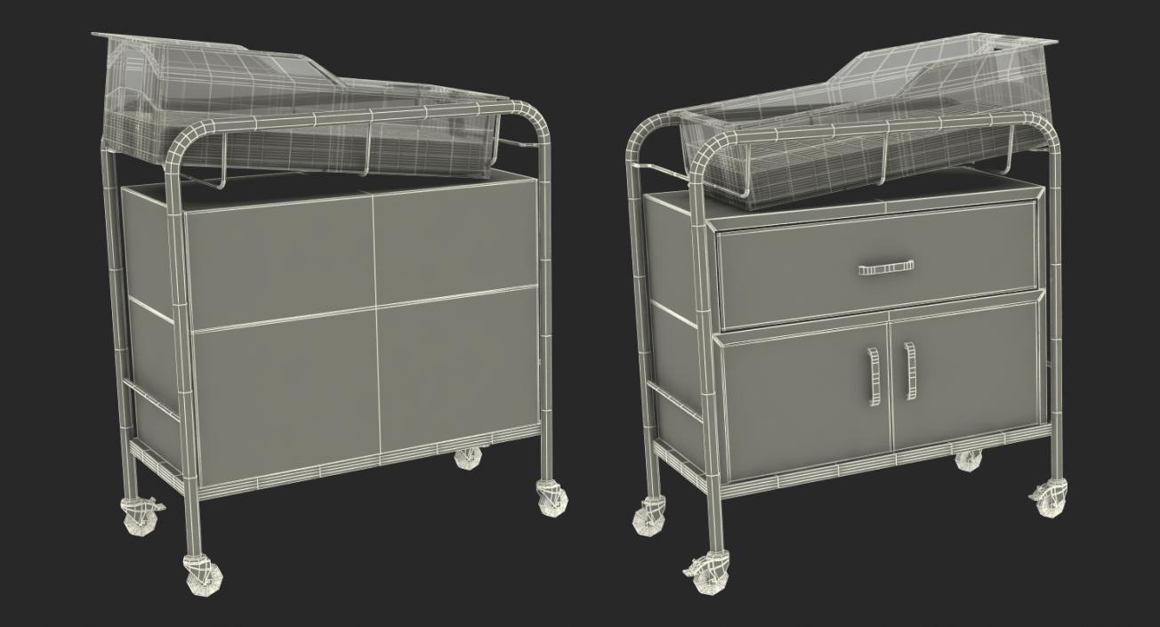 Hospital Bassinet Carrier With Drawer and Bottom Shelf 3D model