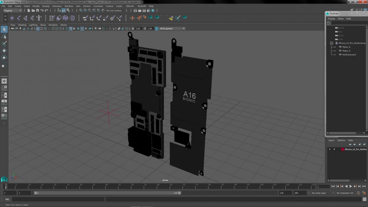 3D model iPhone 14 Pro Motherboard