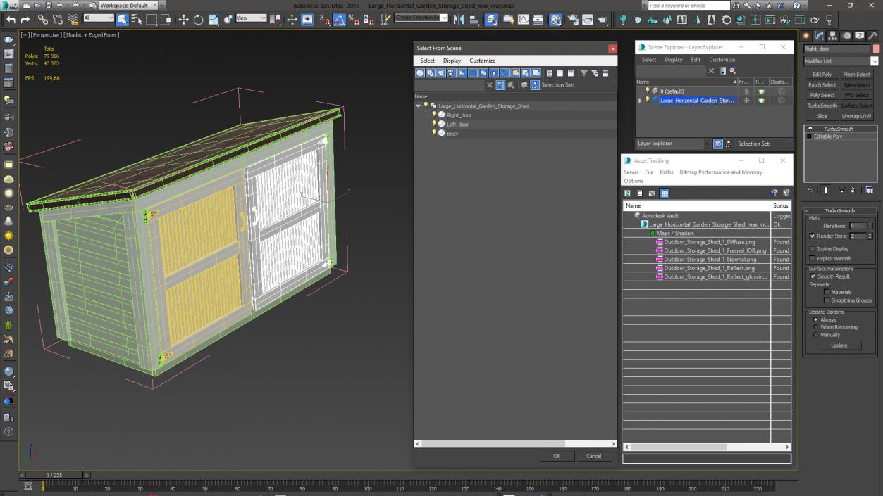 3D Large Horizontal Garden Storage Shed