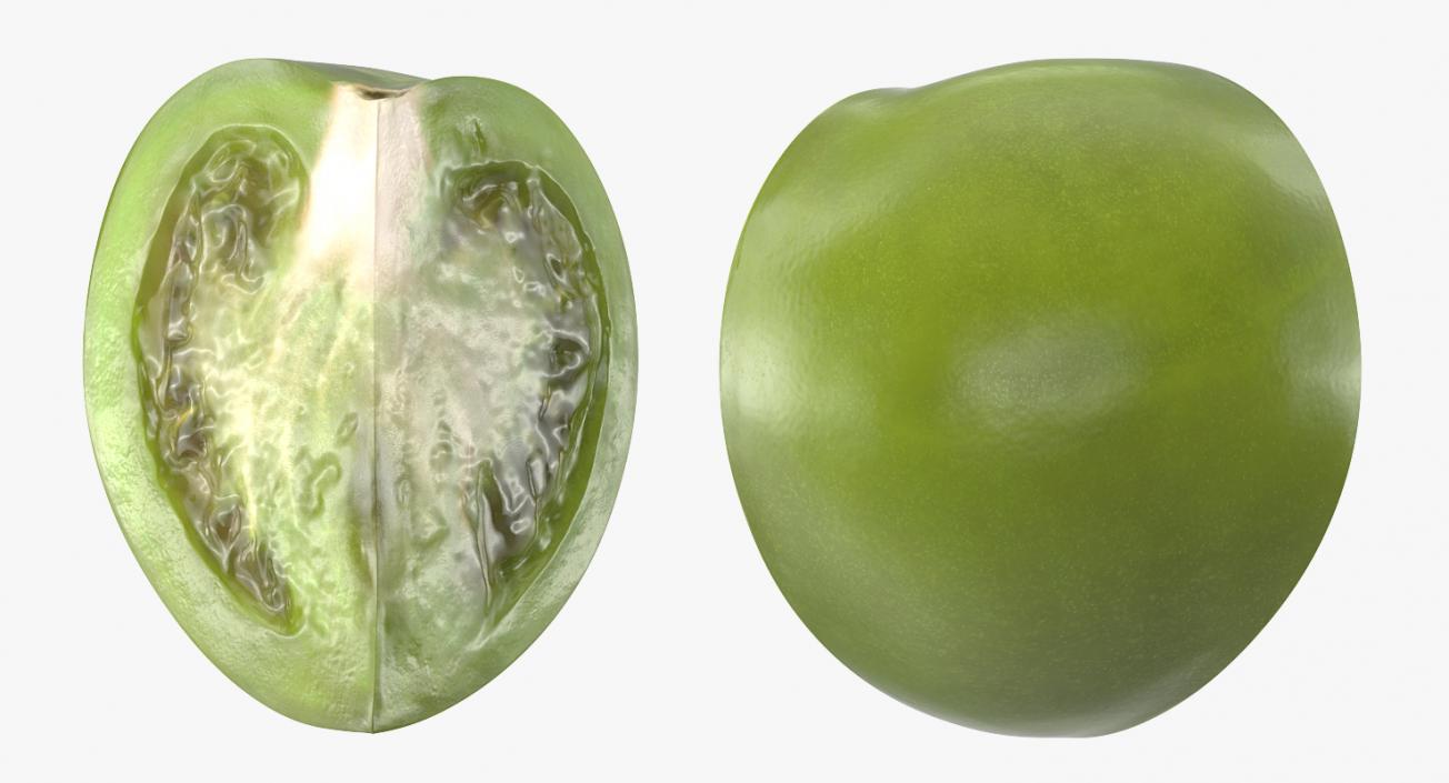 3D Quarter of Green Tomato model