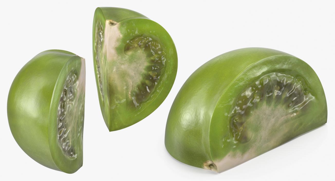 3D Quarter of Green Tomato model