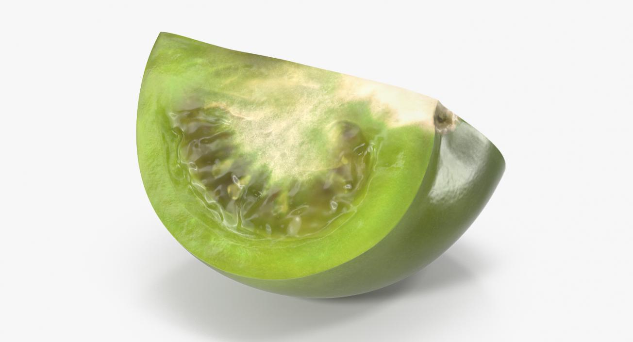 3D Quarter of Green Tomato model