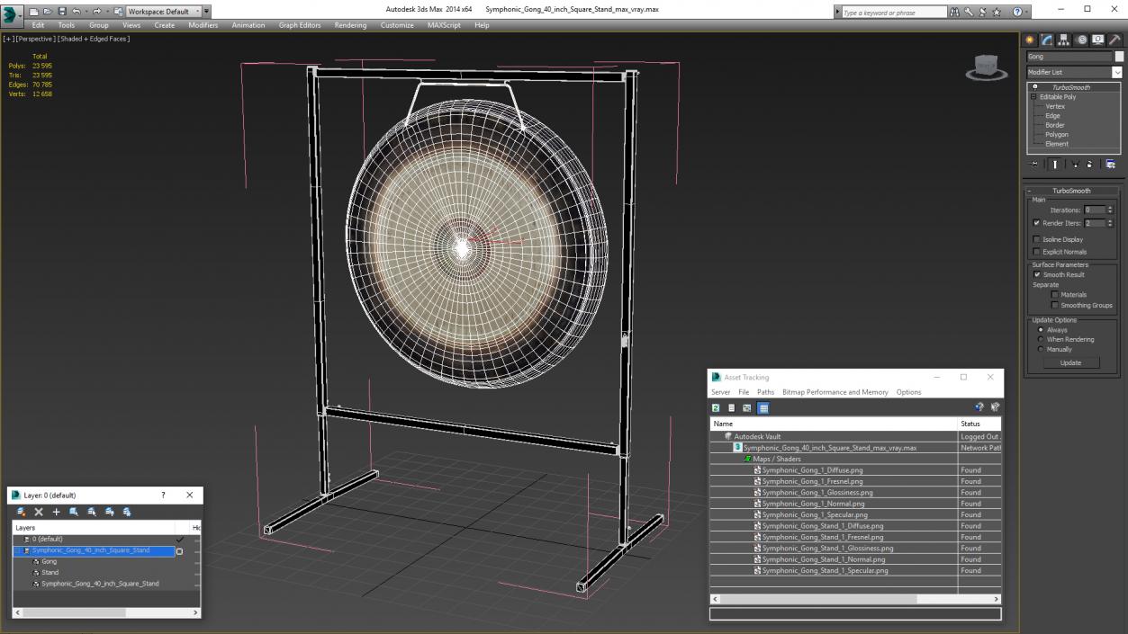 3D model Symphonic Gong 40 inch Square Stand