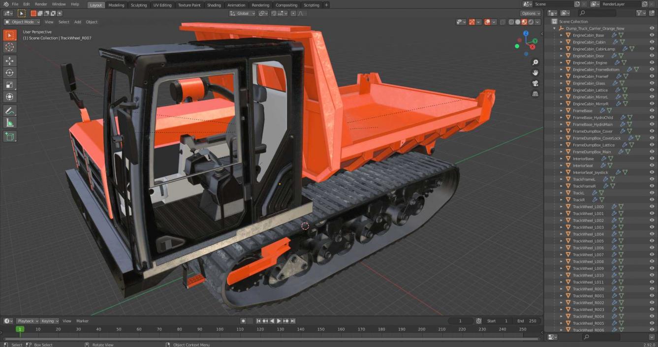 Dump Truck Carrier Orange New 3D model