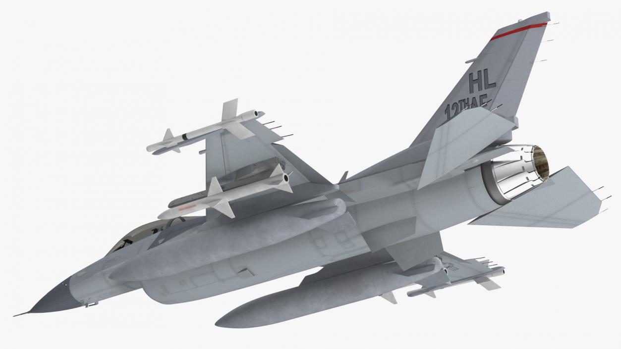 Fighter F-16 with Missile Launcher LAU-129 Rigged 3D model