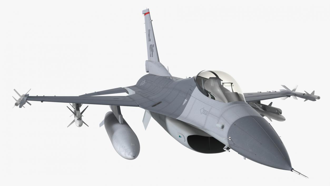 Fighter F-16 with Missile Launcher LAU-129 Rigged 3D model