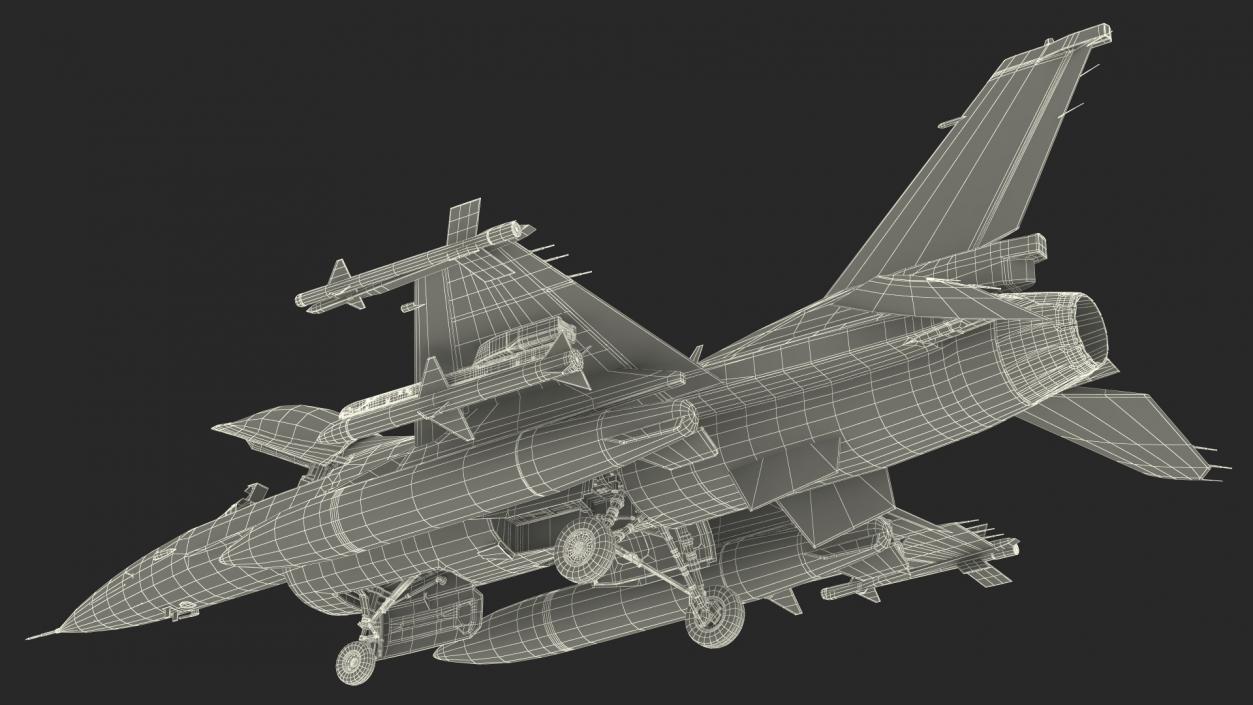 Fighter F-16 with Missile Launcher LAU-129 Rigged 3D model