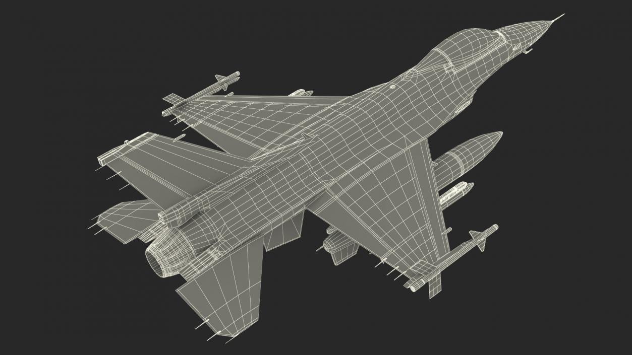 Fighter F-16 with Missile Launcher LAU-129 Rigged 3D model