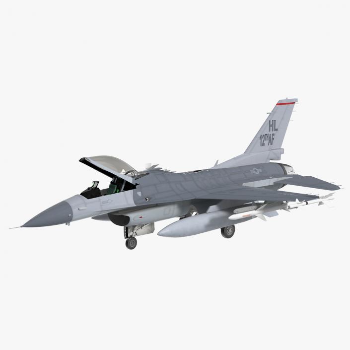 Fighter F-16 with Missile Launcher LAU-129 Rigged 3D model