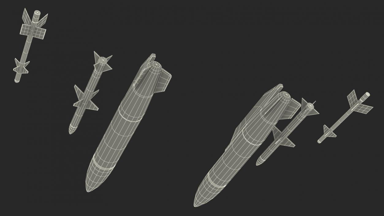 Fighter F-16 with Missile Launcher LAU-129 Rigged 3D model