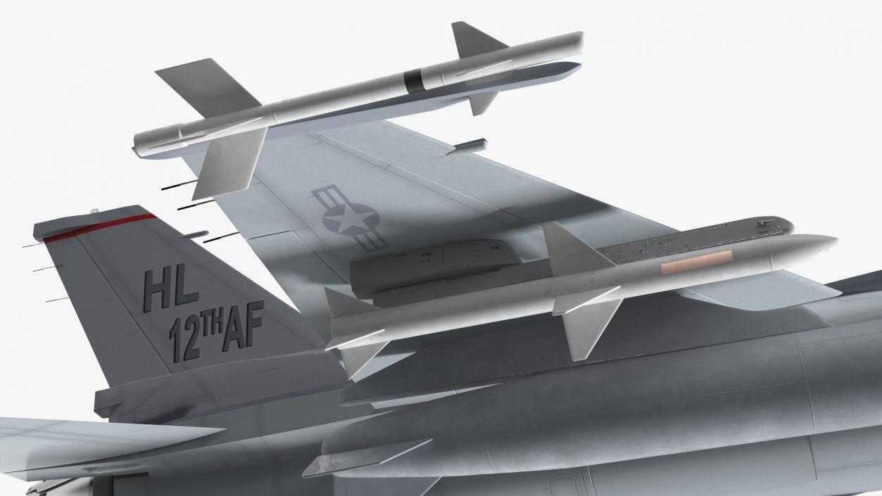 Fighter F-16 with Missile Launcher LAU-129 Rigged 3D model