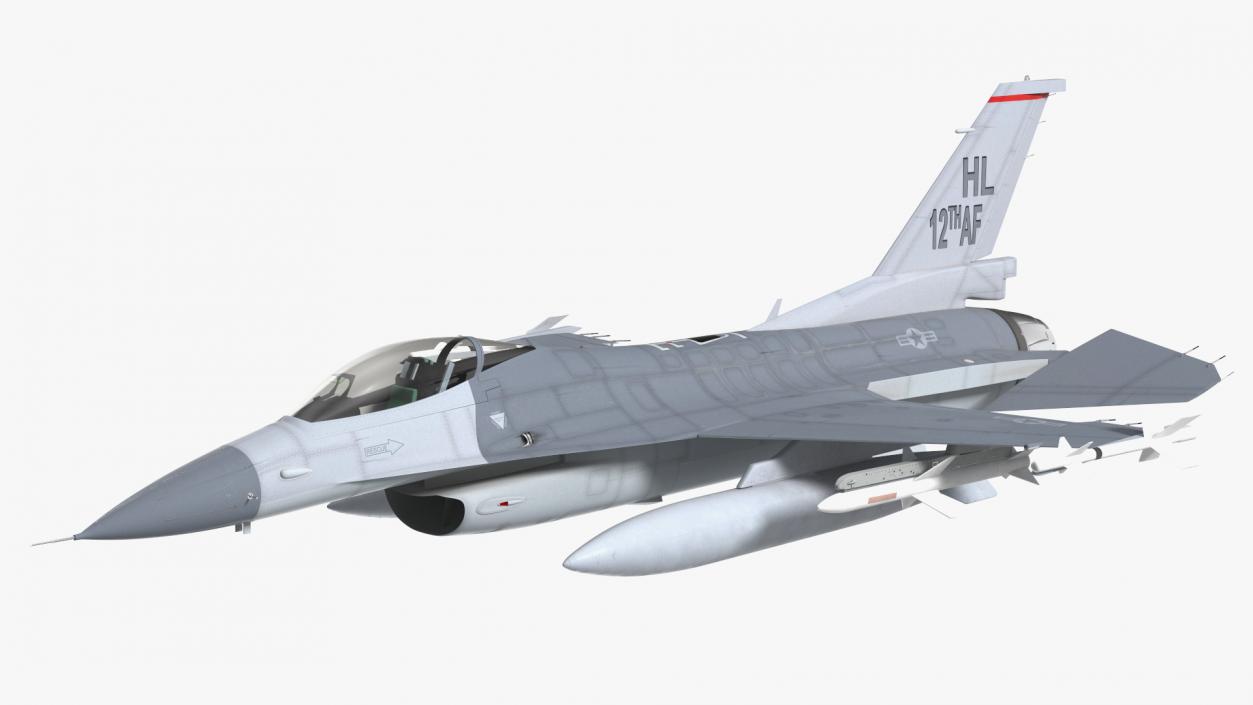 Fighter F-16 with Missile Launcher LAU-129 Rigged 3D model