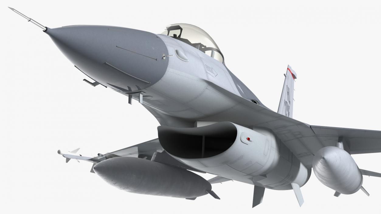 Fighter F-16 with Missile Launcher LAU-129 Rigged 3D model