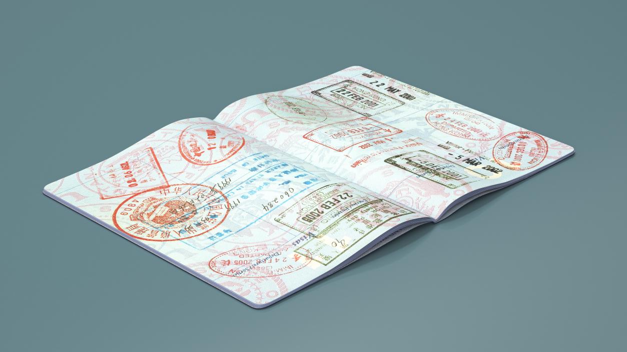 3D model Passport of US with Travel Stamps 2