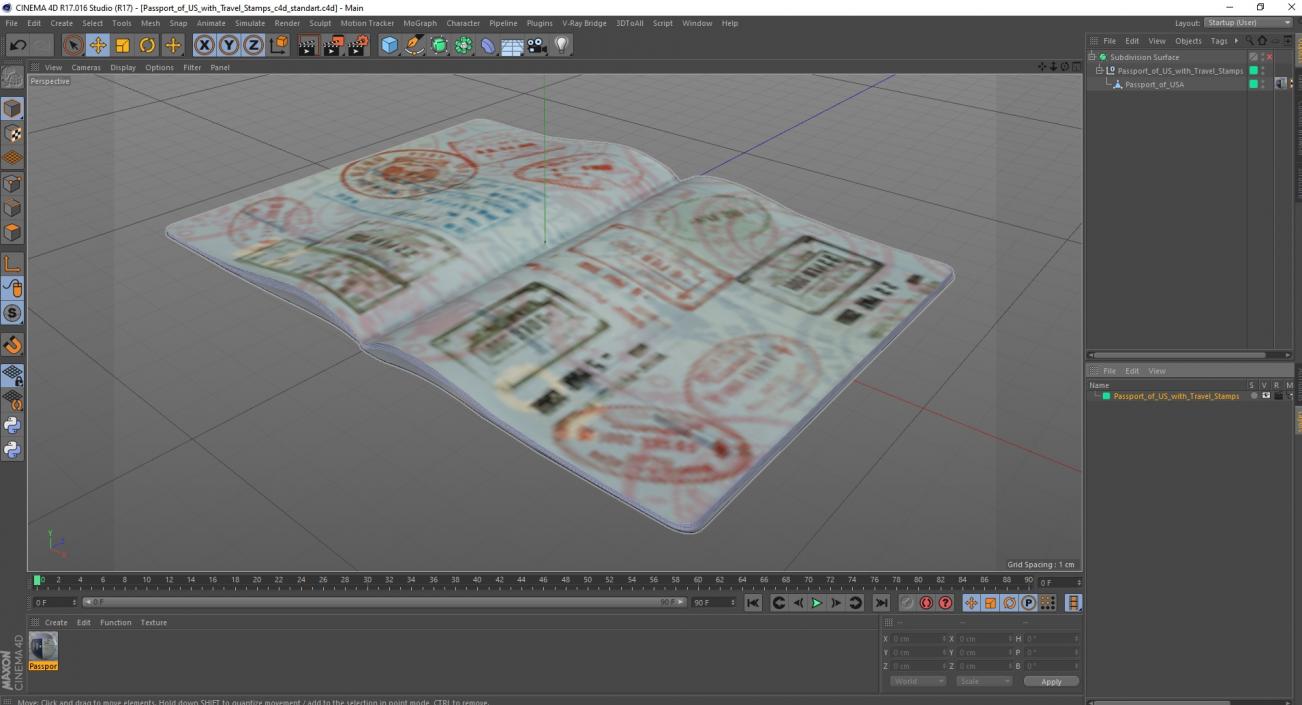 3D model Passport of US with Travel Stamps 2