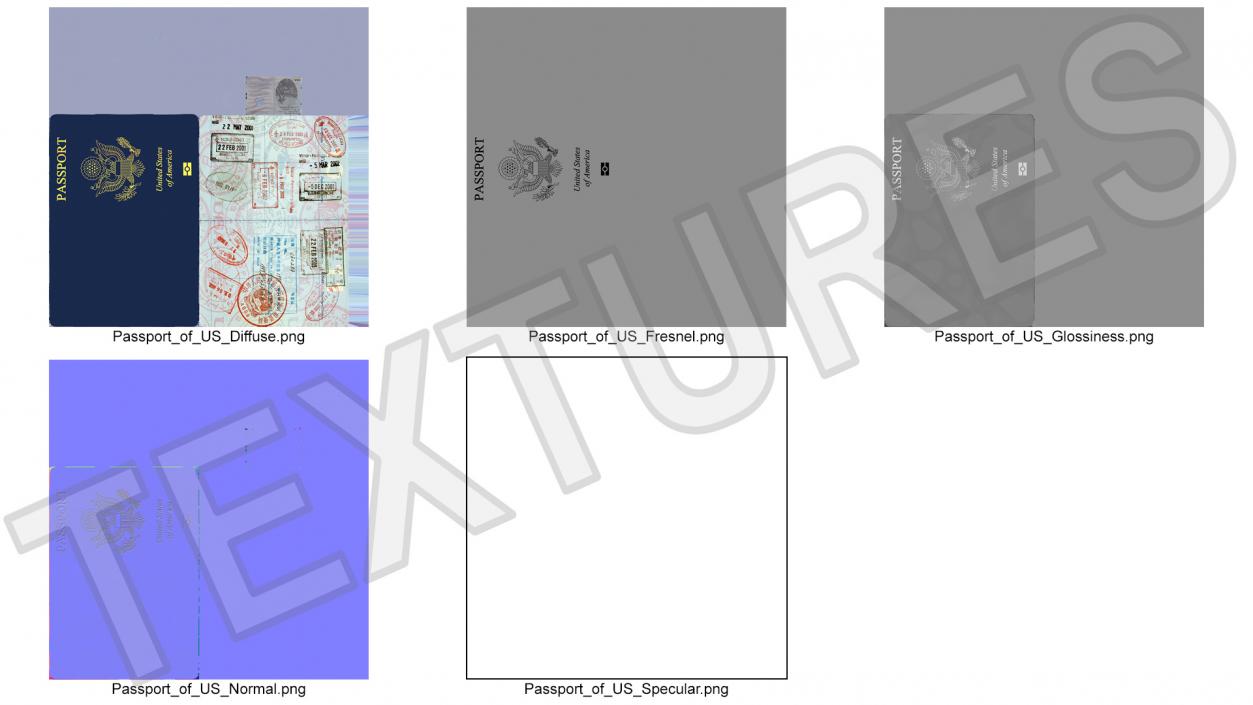 3D model Passport of US with Travel Stamps 2