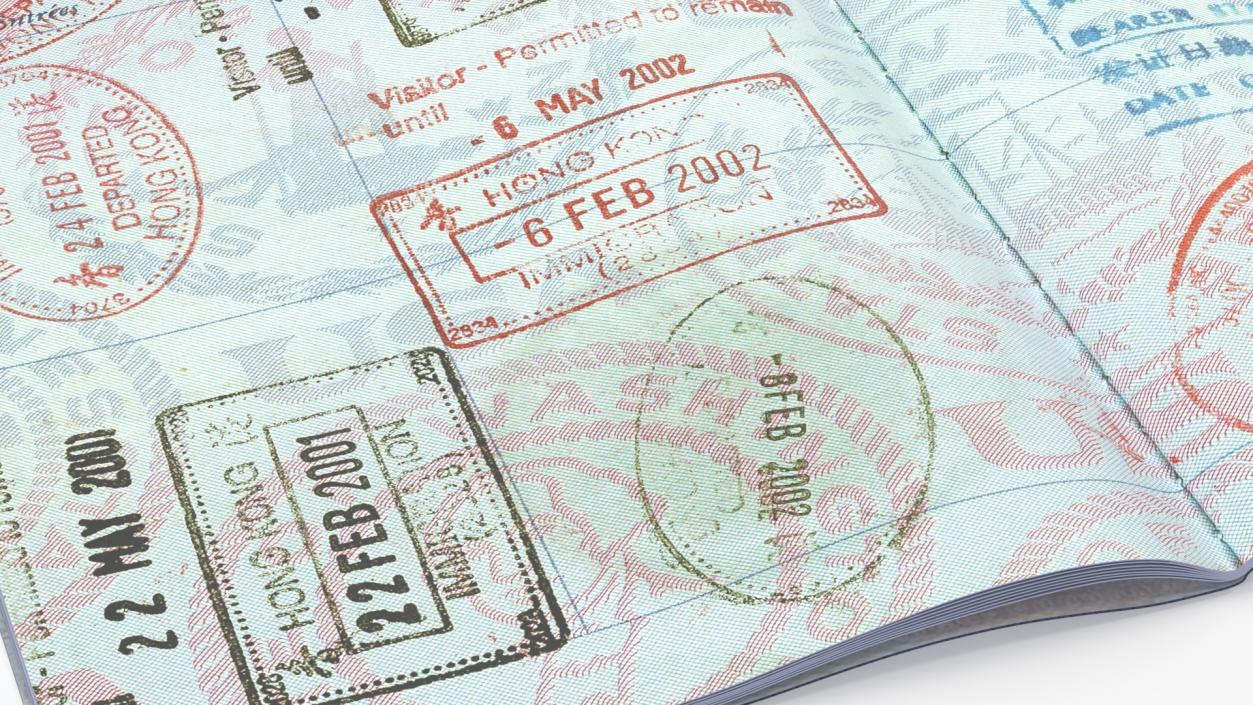 3D model Passport of US with Travel Stamps 2