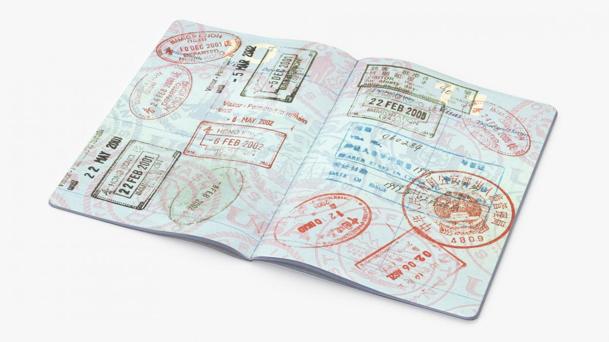 3D model Passport of US with Travel Stamps 2