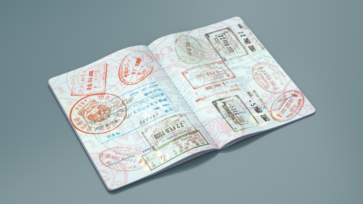 3D model Passport of US with Travel Stamps 2