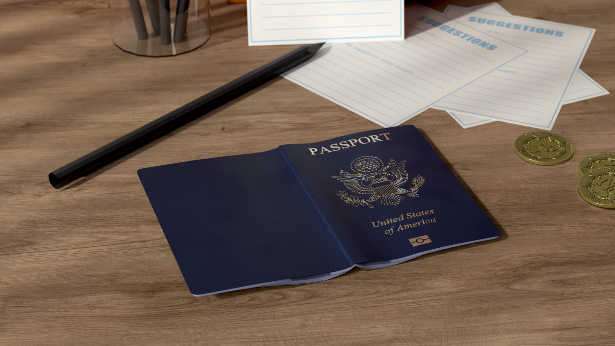 3D model Passport of US with Travel Stamps 2