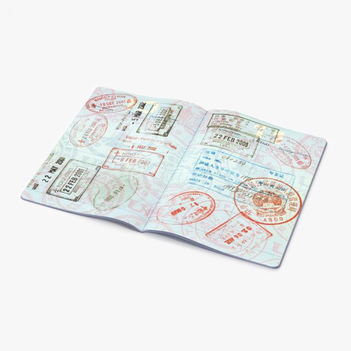 3D model Passport of US with Travel Stamps 2