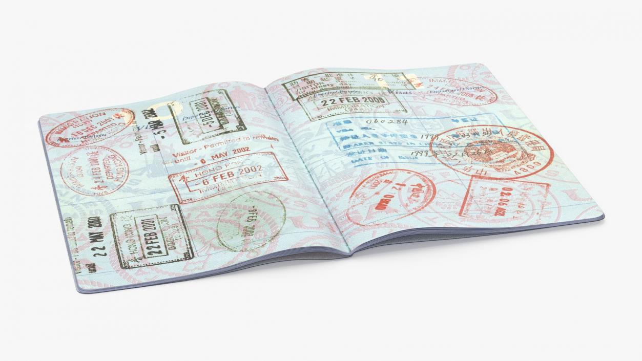 3D model Passport of US with Travel Stamps 2