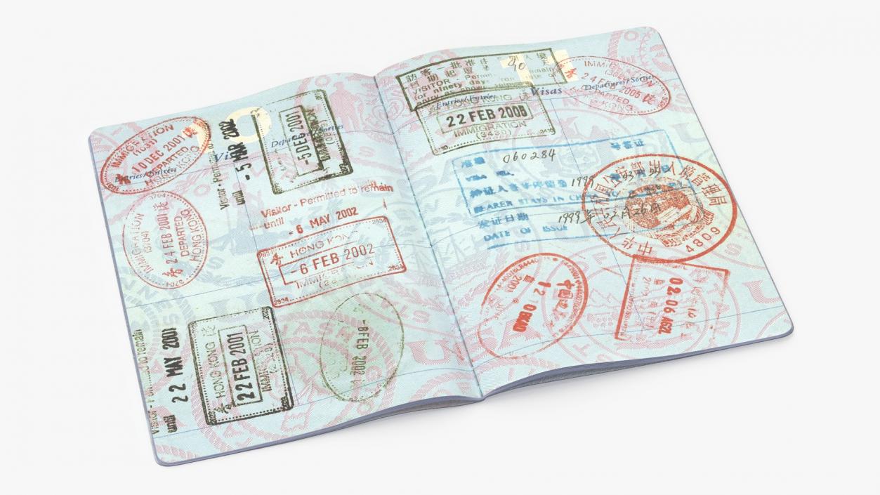 3D model Passport of US with Travel Stamps 2