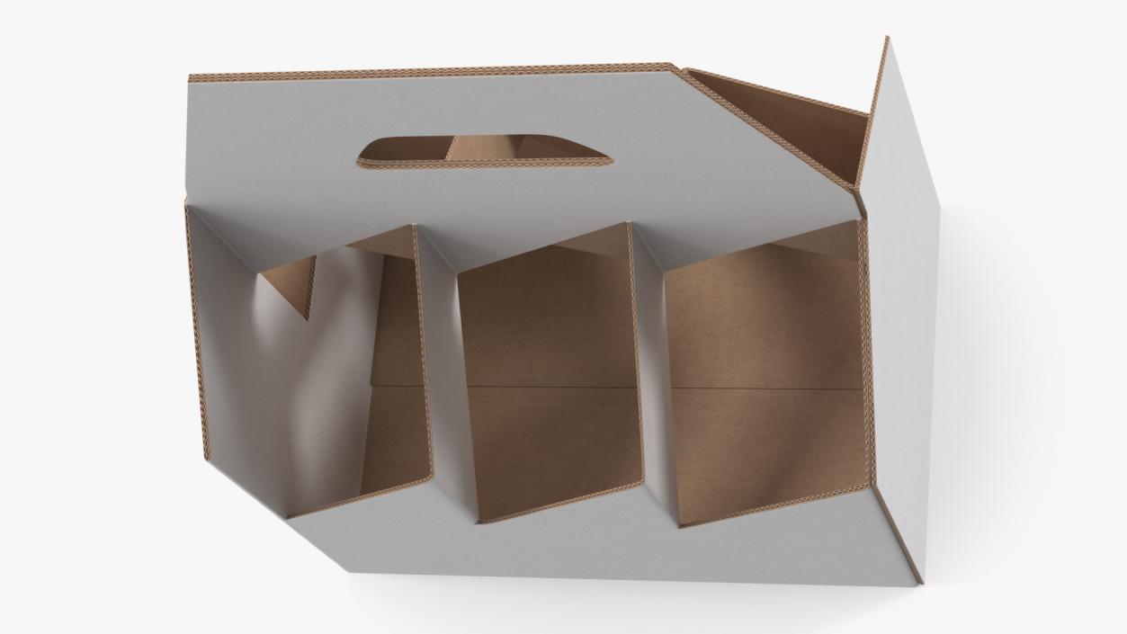 Six Pack Bottle White Cardboard Carrier Box Empty 3D model